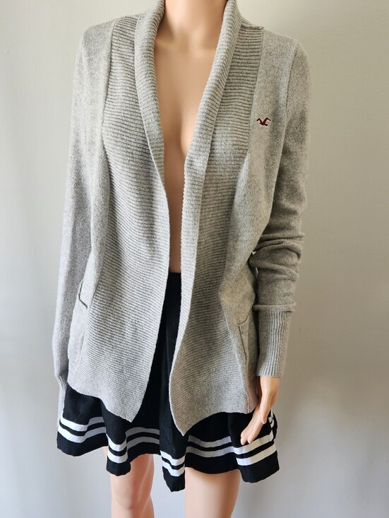 Hollister Sweaters - Hollister Light Gray Open-Front Shawl Collar Cardigan Sweater